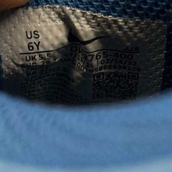 Boys Nike Dunk Low Retro QS "Argon" Leather Sneaker Shoes Size 6 Blue Walking - Picture 6 of 6